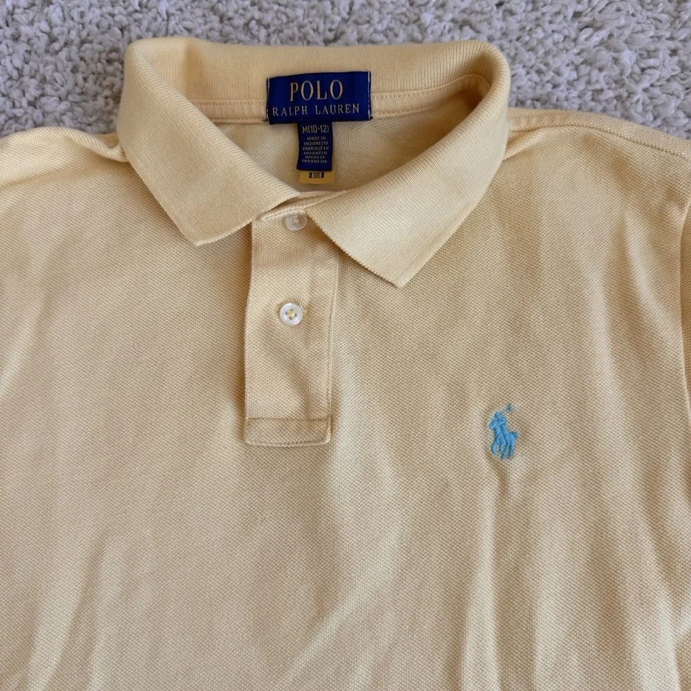 Lot Of 3 Pool Ralph Lauren Boys Classic Fit Polo Size M 10-12 White Grey Yellow